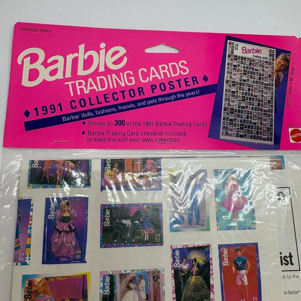 Vintage 90s Mattel Barbie Calendar Sticker Album Poster Lot Pink